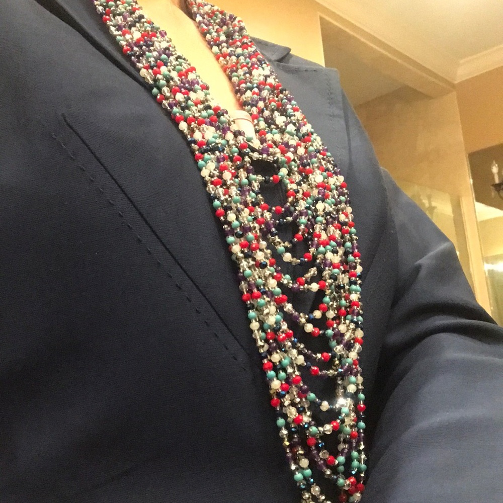 NIEMAN MARCUS COLORFUL MULTI STRAND BEAD NECKLACE